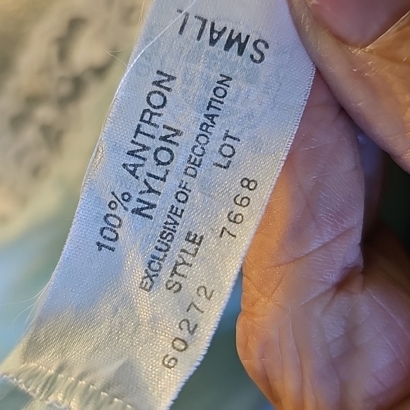 Miss Elaine Light Blue And White Lace, long Vintage Robe. Oversized Small. - Picture 11 of 12